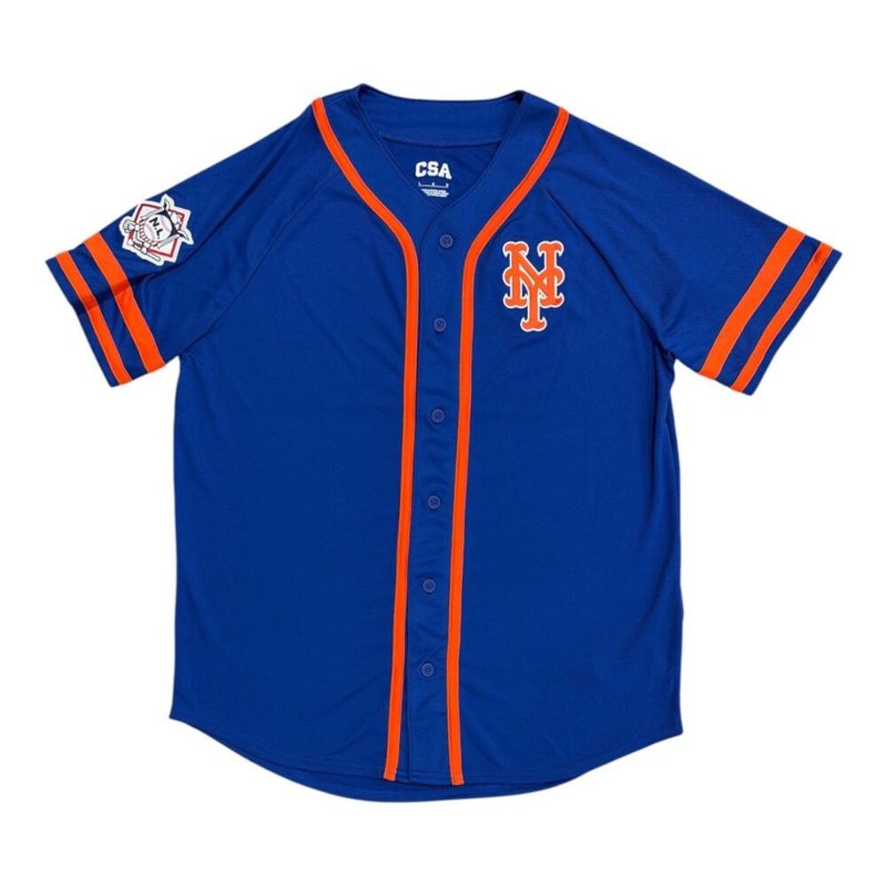 CSA Adult Officially Licensed MLB Button Down New York Mets Jersey - Blue